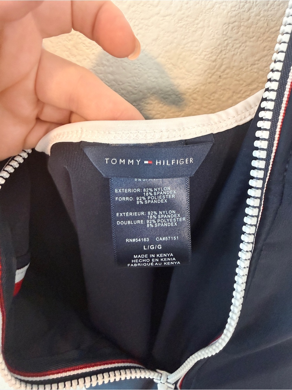 Tommy Hilfiger Americana Zip Front Colorblock Retro One Piece Swimsuit L - Picture 8 of 10